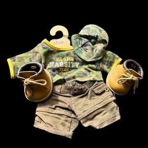 Bear Factory Military Camo Bear Doll Outfit, Build a Bear Combat Boots, 10”
